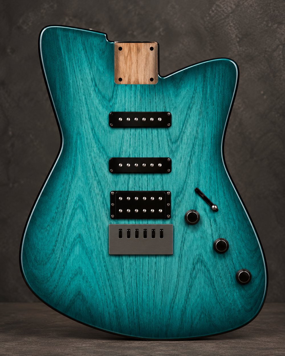 Offset body, finished, with pickups and controls fitted