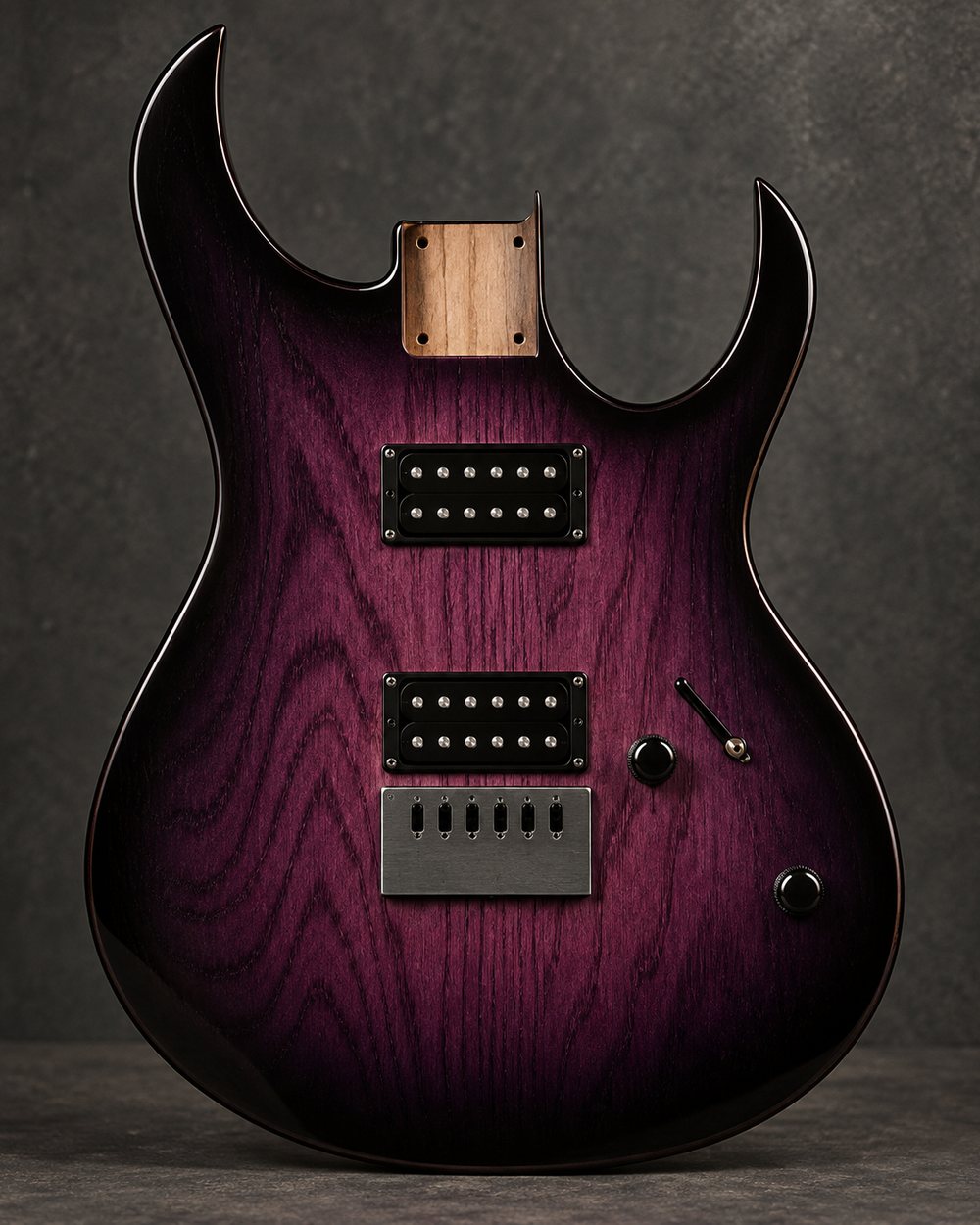 Pointy body, finished, with pickups and controls fitted
